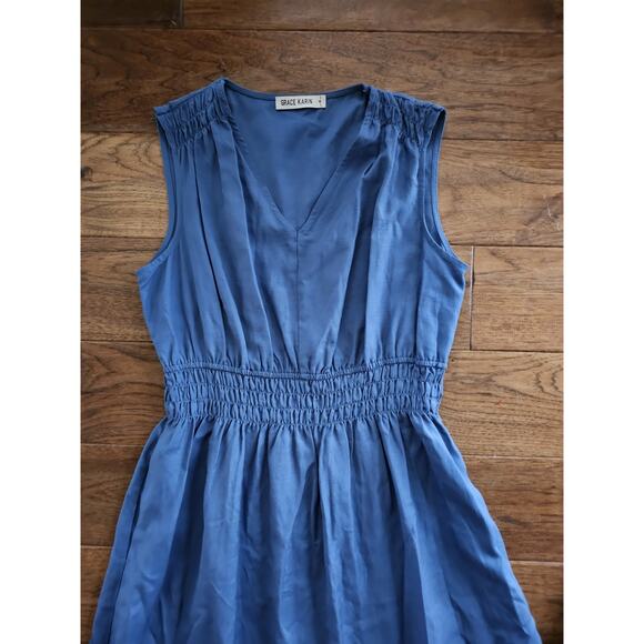 Grace Karin V-Neck Sleeveless Elastic Waist Maxi Linen Blend Dress Size M EUC - Picture 9 of 10